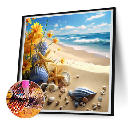 Sunflower Beach - Full Round Drill Diamond Painting 30*30CM