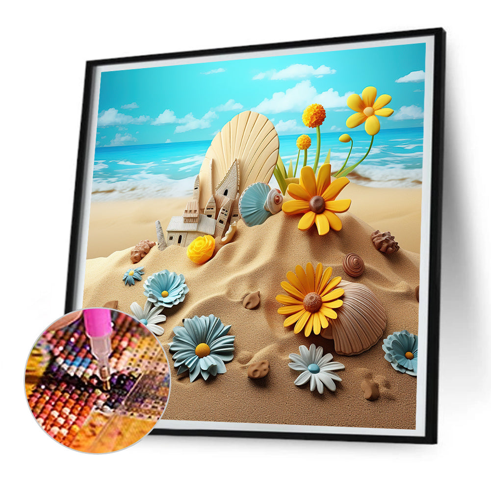 Sunflower Beach - Full Round Drill Diamond Painting 30*30CM