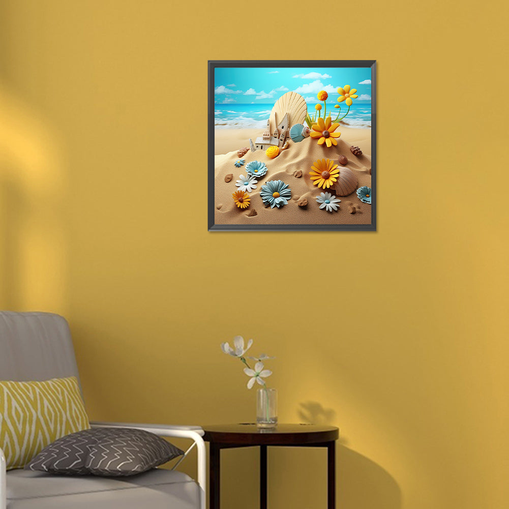 Sunflower Beach - Full Round Drill Diamond Painting 30*30CM