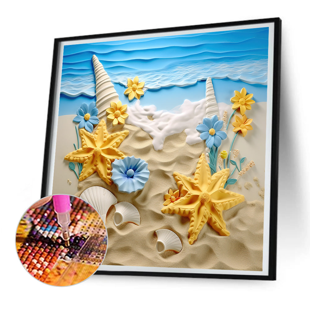 Sunflower Beach - Full Round Drill Diamond Painting 30*30CM