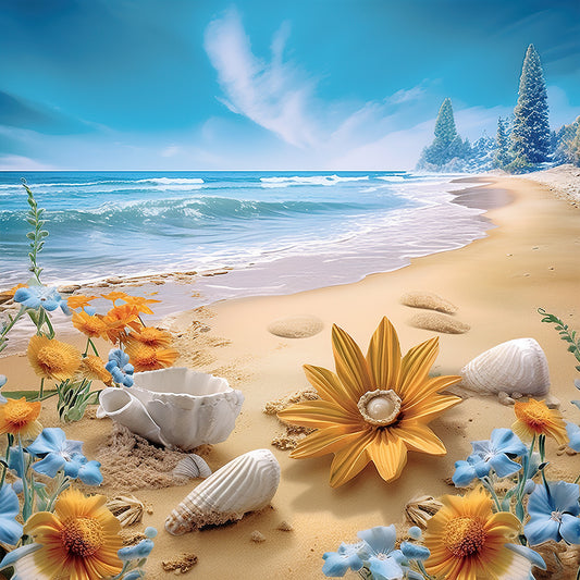 Sunflower Beach - Full Round Drill Diamond Painting 30*30CM