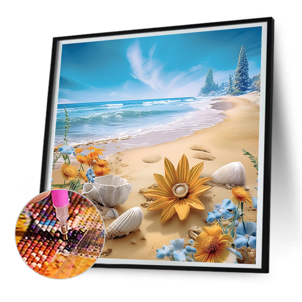 Sunflower Beach - Full Round Drill Diamond Painting 30*30CM