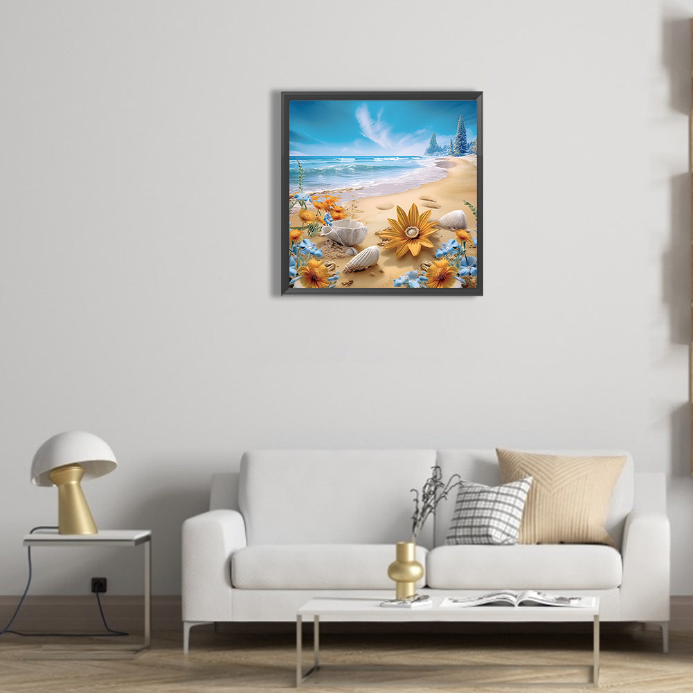 Sunflower Beach - Full Round Drill Diamond Painting 30*30CM