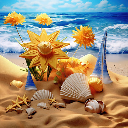 Sunflower Beach - Full Round Drill Diamond Painting 30*30CM