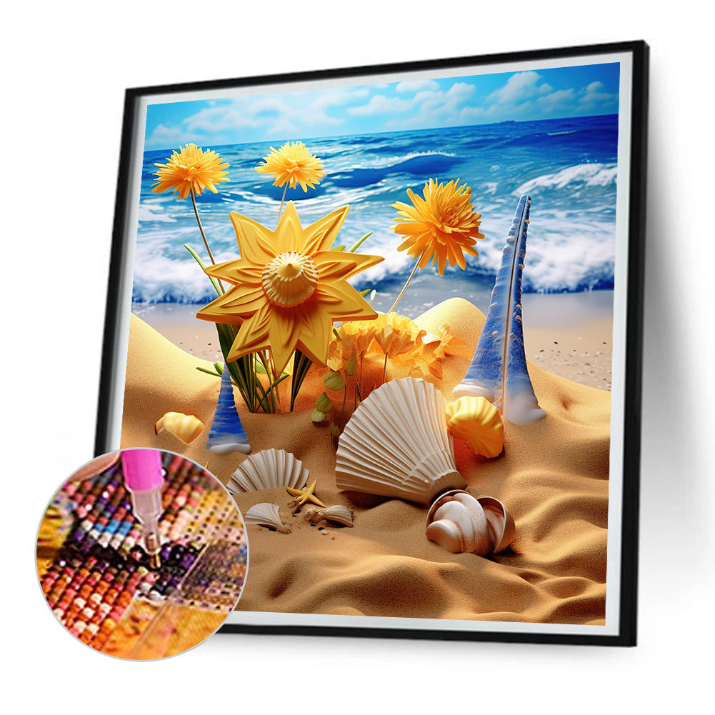 Sunflower Beach - Full Round Drill Diamond Painting 30*30CM