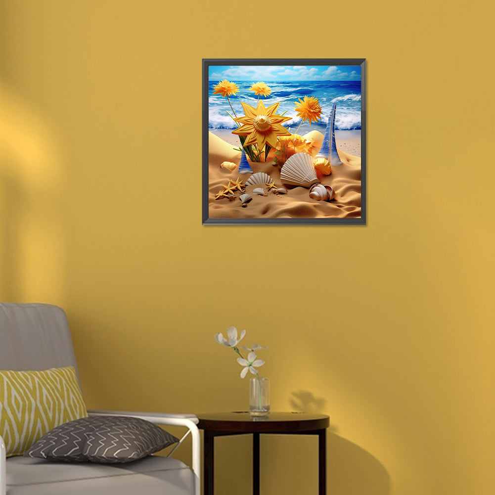 Sunflower Beach - Full Round Drill Diamond Painting 30*30CM