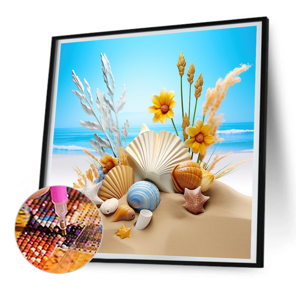 Sunflower Beach - Full Round Drill Diamond Painting 30*30CM