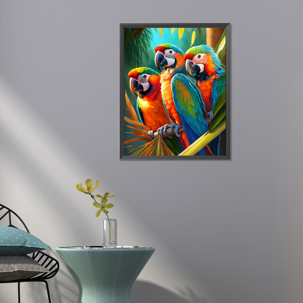 Three Parrots - AB Round Drill Diamond Painting 40*50CM