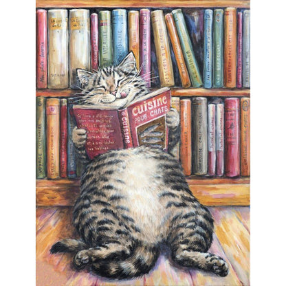 Reading Cat - Full Round Drill Diamond Painting 30*40CM