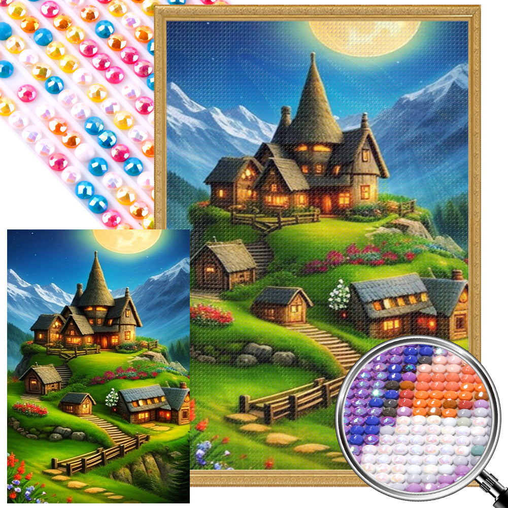 Hill Hut - AB Round Drill Diamond Painting 40*60CM