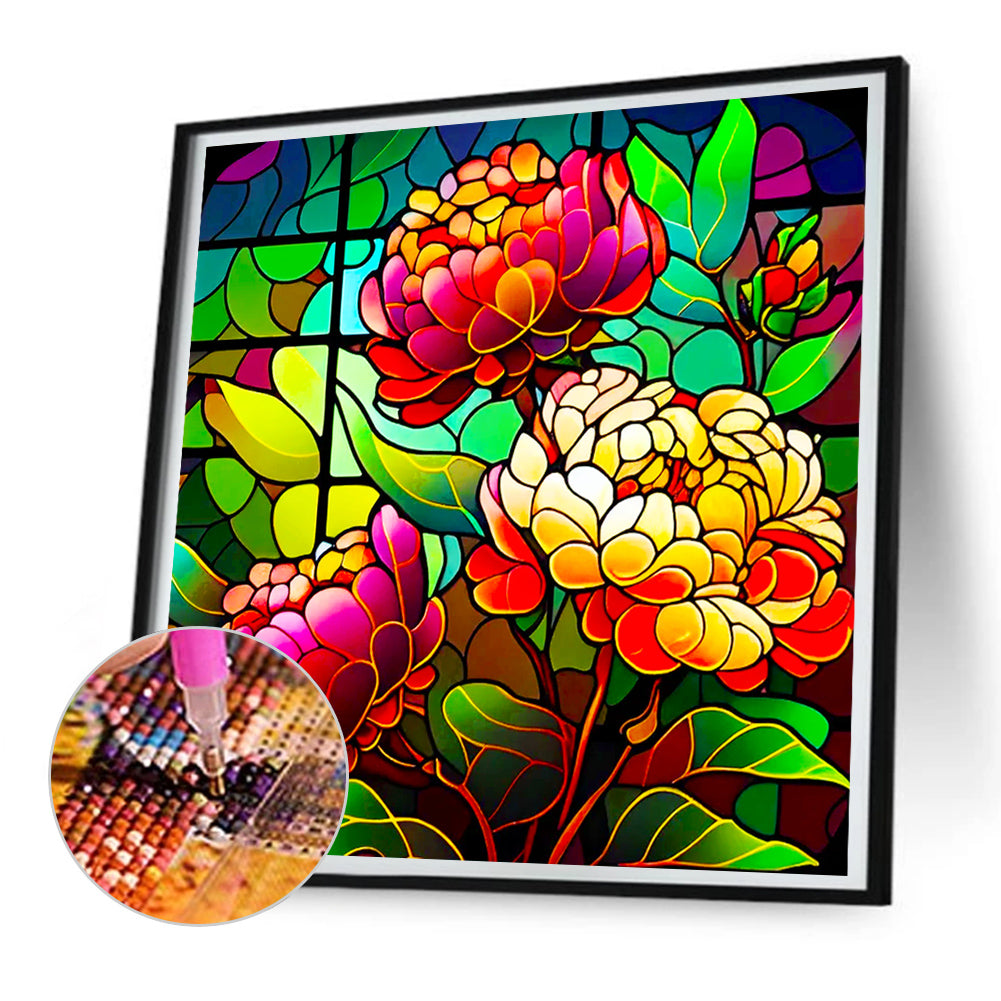 Glass Peony - Full Round Drill Diamond Painting 30*30CM