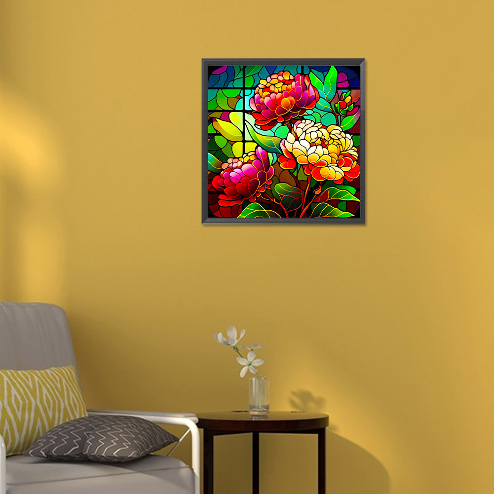 Glass Peony - Full Round Drill Diamond Painting 30*30CM