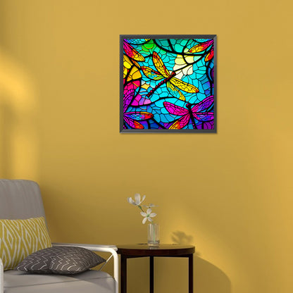 Glass Dragonfly - Full Round Drill Diamond Painting 30*30CM