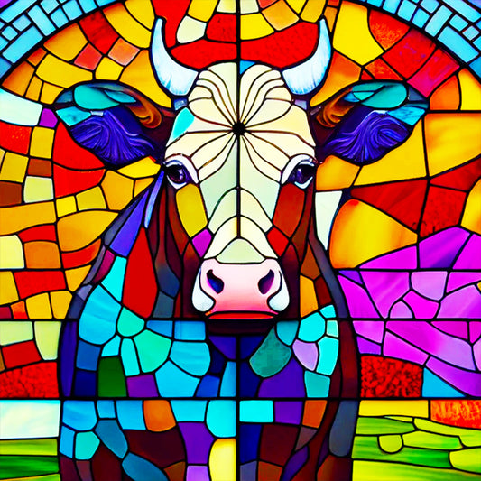 Glass Cow - Full Round Drill Diamond Painting 30*30CM