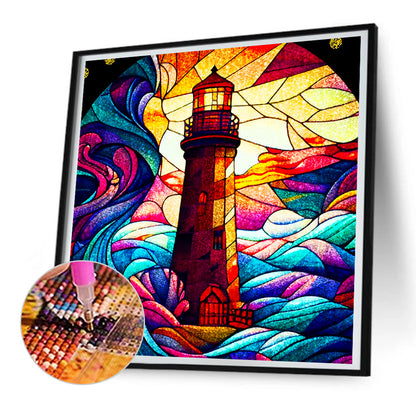 Glass Lighthouse - Full Round Drill Diamond Painting 30*30CM