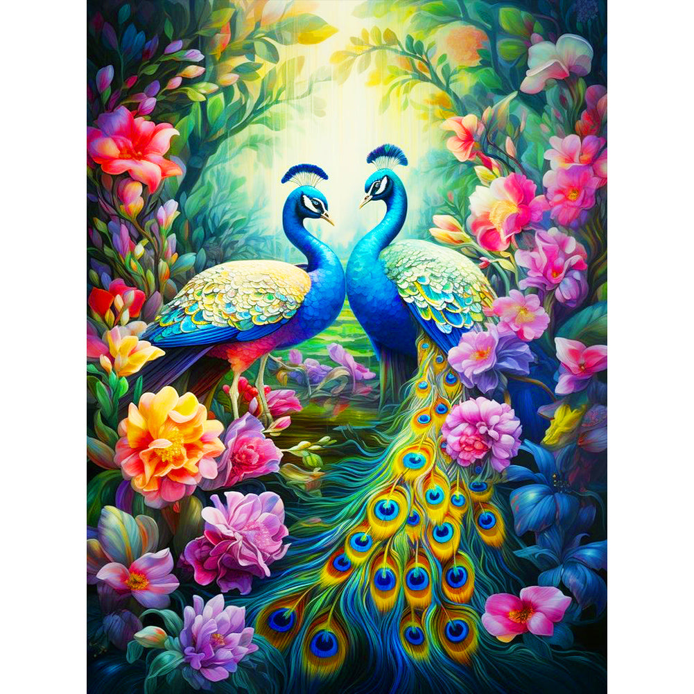 Peacock - Full Round Drill Diamond Painting 30*30CM
