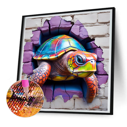 Turtle Breaking Through The Wall - Full Round Drill Diamond Painting 30*30CM