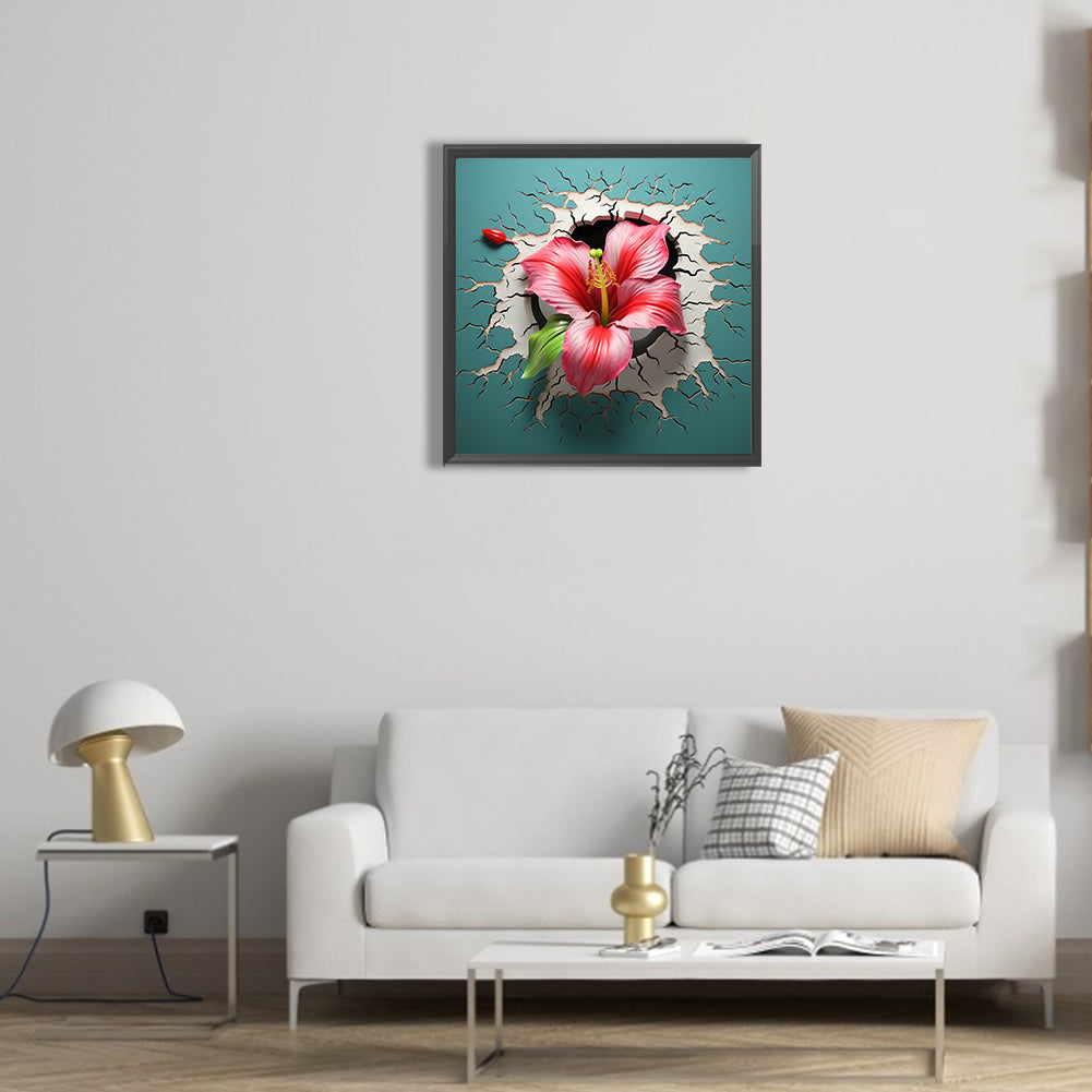 Flowers Bursting Through The Wall - Full Round Drill Diamond Painting 30*30CM