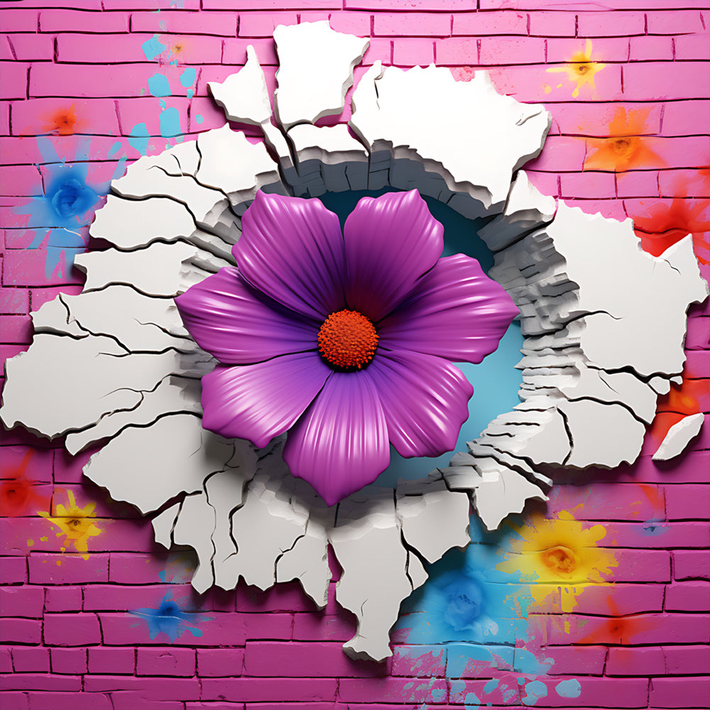 Flowers Bursting Through The Wall - Full Round Drill Diamond Painting 30*30CM