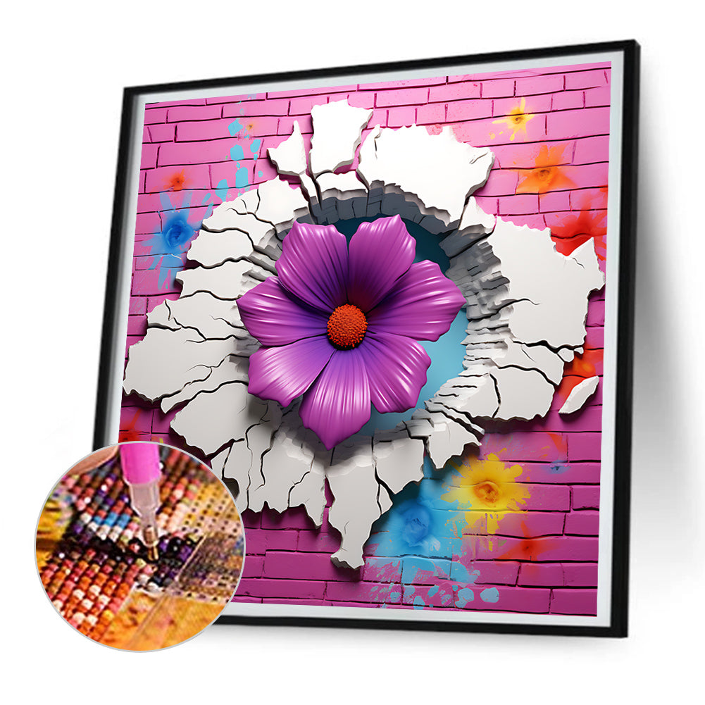 Flowers Bursting Through The Wall - Full Round Drill Diamond Painting 30*30CM