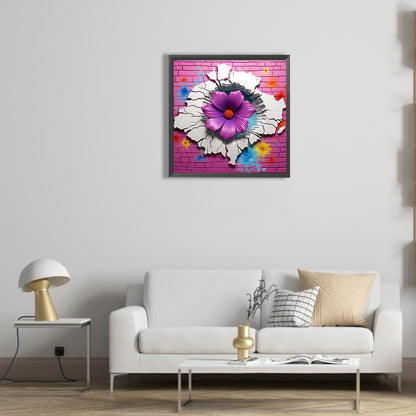 Flowers Bursting Through The Wall - Full Round Drill Diamond Painting 30*30CM
