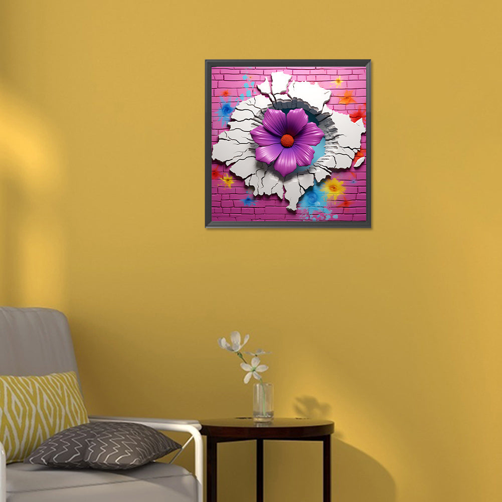 Flowers Bursting Through The Wall - Full Round Drill Diamond Painting 30*30CM