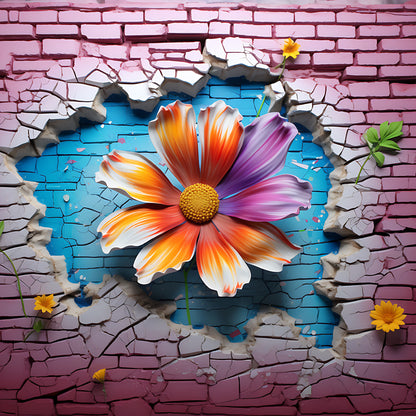Flowers Bursting Through The Wall - Full Round Drill Diamond Painting 30*30CM
