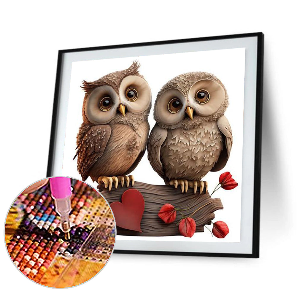 Owl - Full Round Drill Diamond Painting 30*30CM