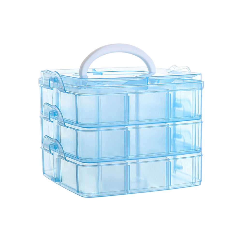 3-Tier Container Case with Adjustable Divider for Craft Storage and Organization