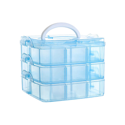 3-Tier Container Case with Adjustable Divider for Craft Storage and Organization