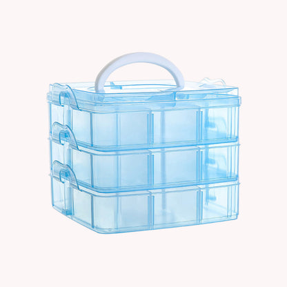 3-Tier Container Case with Adjustable Divider for Craft Storage and Organization