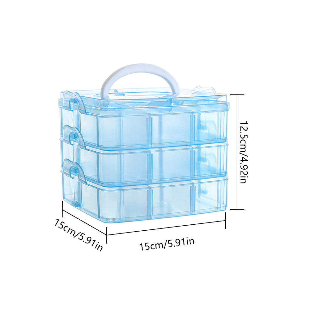 3-Tier Container Case with Adjustable Divider for Craft Storage and Organization