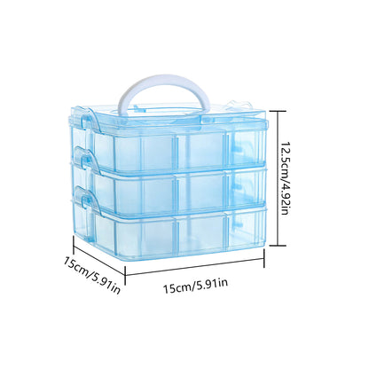 3-Tier Container Case with Adjustable Divider for Craft Storage and Organization