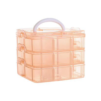 3-Tier Container Case with Adjustable Divider for Craft Storage and Organization