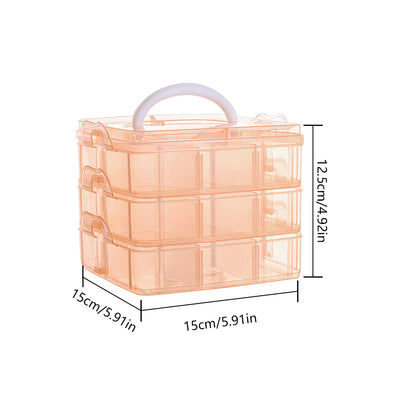 3-Tier Container Case with Adjustable Divider for Craft Storage and Organization