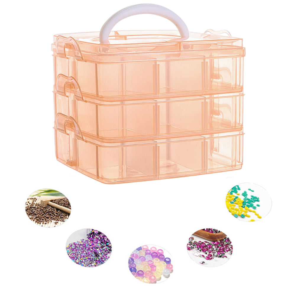 3-Tier Container Case with Adjustable Divider for Craft Storage and Organization