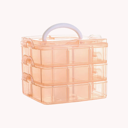 3-Tier Container Case with Adjustable Divider for Craft Storage and Organization