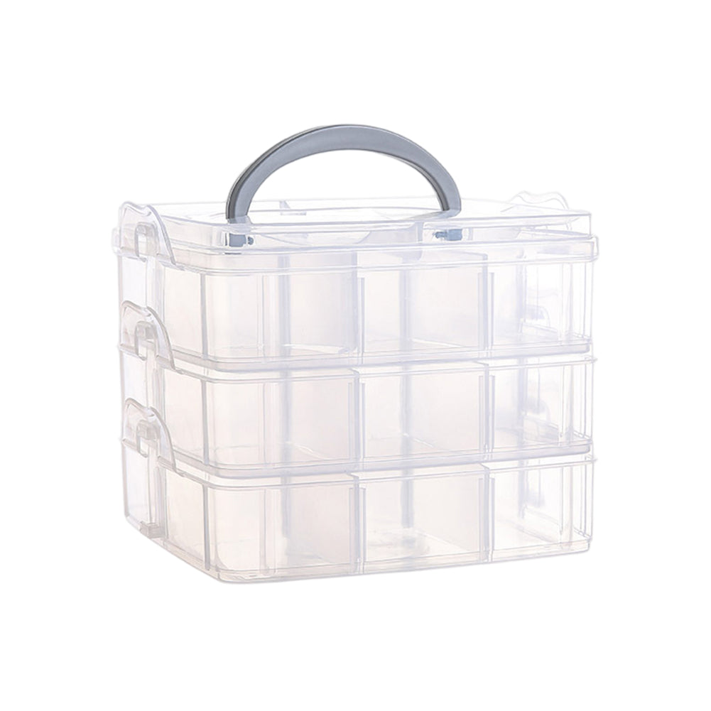 3-Tier Container Case with Adjustable Divider for Craft Storage and Organization