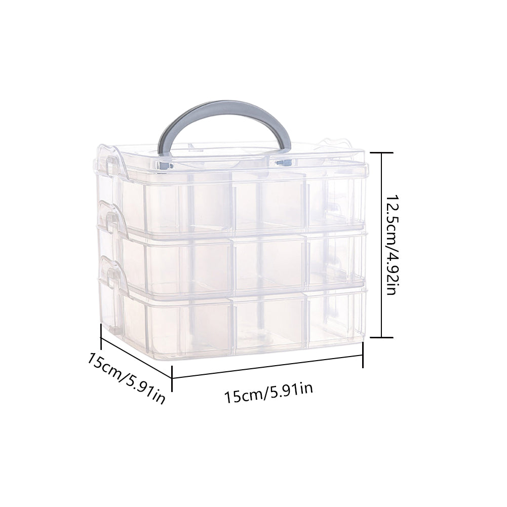 3-Tier Container Case with Adjustable Divider for Craft Storage and Organization