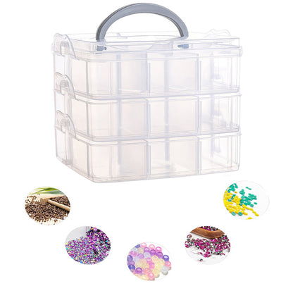 3-Tier Container Case with Adjustable Divider for Craft Storage and Organization