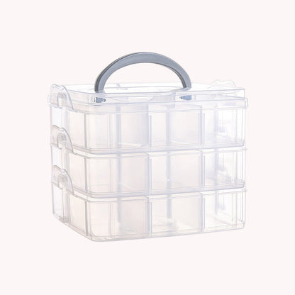 3-Tier Container Case with Adjustable Divider for Craft Storage and Organization