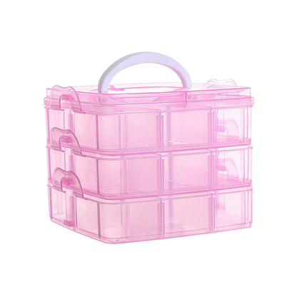 3-Tier Container Case with Adjustable Divider for Craft Storage and Organization