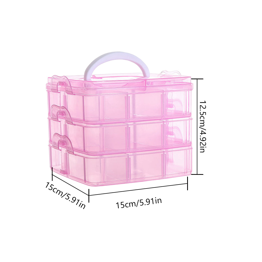 3-Tier Container Case with Adjustable Divider for Craft Storage and Organization