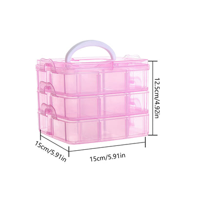 3-Tier Container Case with Adjustable Divider for Craft Storage and Organization