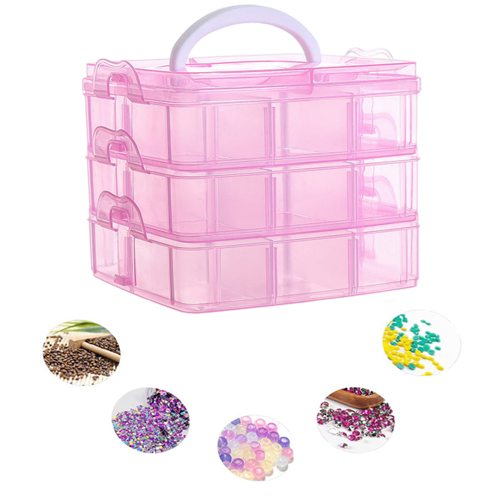 3-Tier Container Case with Adjustable Divider for Craft Storage and Organization