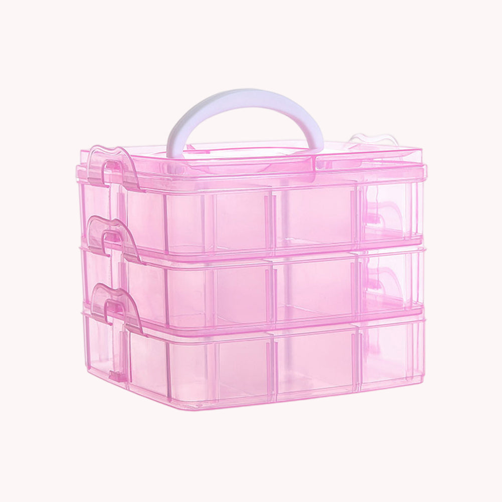 3-Tier Container Case with Adjustable Divider for Craft Storage and Organization