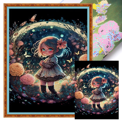 Cute Little Girl - 11CT Stamped Cross Stitch 40*55CM