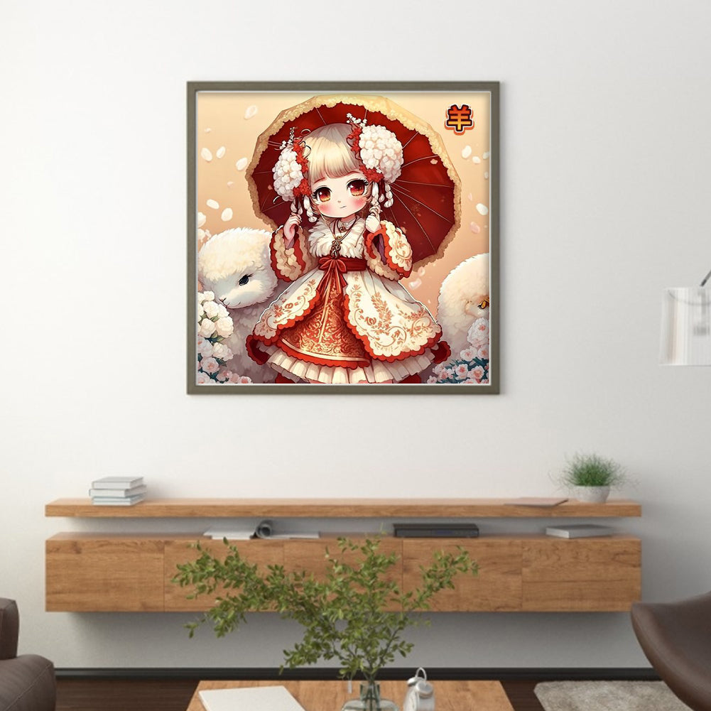 Cute Little Girl - 11CT Stamped Cross Stitch 50*50CM