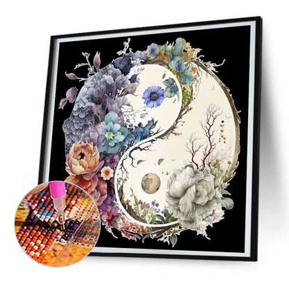 Tai Chi Flower Sketch - Full Round Drill Diamond Painting 30*30CM