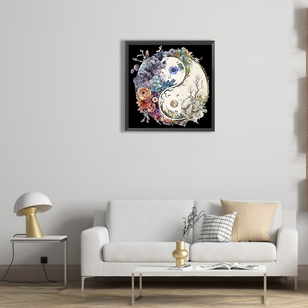 Tai Chi Flower Sketch - Full Round Drill Diamond Painting 30*30CM